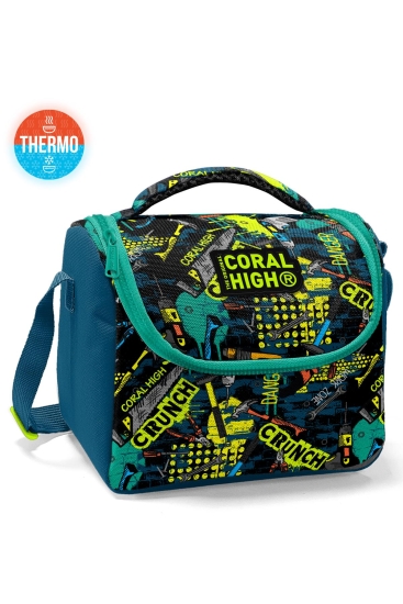 Coral High Kids Nefti Siyah Tamir Seti Desenli Thermo Beslenme Çantası 11830 