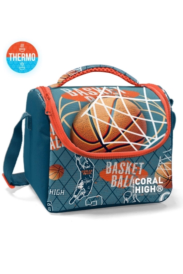 Coral High Kids Nefti Turuncu Basketbol Desenli Thermo Beslenme Çantası 11884 - Coral High KIDS