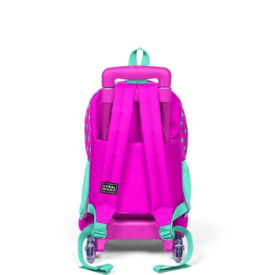 Coral High Kids Neon Pembe Su Yeşili Kalp Desenli Çekçekli 3'lü Çanta Seti SET0123133 - 5