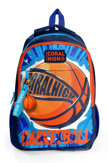 Coral High Kids Lacivert Mavi Basketbol Desenli Üç Bölmeli Okul Sırt Çantası 14405 - 8