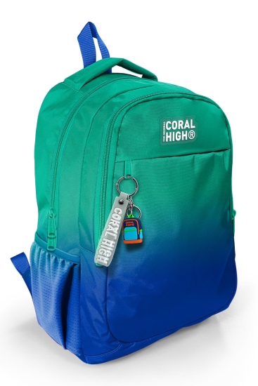 Coral High Kids Yeşil Saks Renk Geçişli Üç Bölmeli Okul Sırt Çantası 23665 