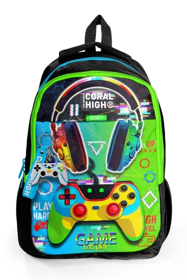 Coral High Kids Kulaklık Game Desenli Üç Bölmeli Okul Sırt Çantası 23667 - 8