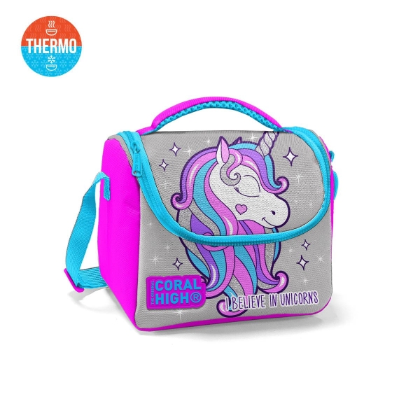 Coral High Kids Pembe Gümüş Unicorn Desenli Thermo Beslenme Çantası 11836 - 1