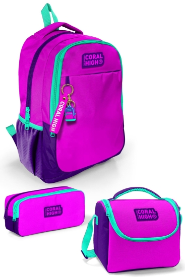 Coral High Kids Pembe Mor 3’lü Okul Çanta Seti SET0114401 - Coral High KIDS