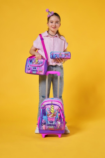 Coral High Kids Pembe Mor Milkshake Dondurma Desenli 3'lü Çanta Seti SET0123949 - 2