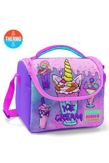 Coral High Kids Pembe Mor Milkshake Dondurma Desenli Thermo Beslenme Çantası 11749 