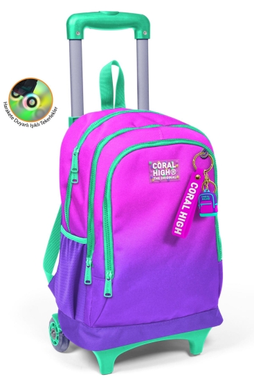 Coral High Kids Pembe Mor Renk Geçişli Üç Bölmeli Çekçekli Okul Sırt Çantası 23962 - Coral High KIDS