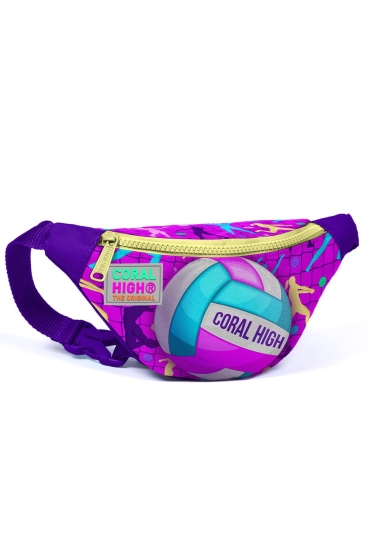 Coral High Kids Pembe Mor Voleybol Desenli Bel Çantası 11513 