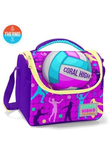 Coral High Kids Pembe Mor Voleybol Desenli Thermo Beslenme Çantası 11761 - Coral High