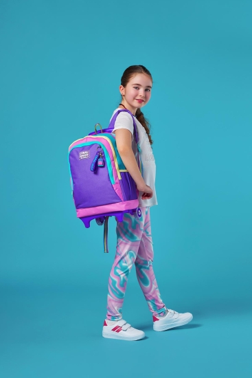 Coral High Kids Pembe Pastel Renkli Üç Bölmeli Çekçekli Okul Sırt Çantası 23959 - 2