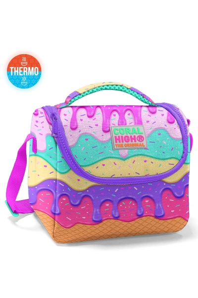 Coral High Kids Pembe Rengarenk Dondurma Desenli Thermo Beslenme Çantası 11731 - 1