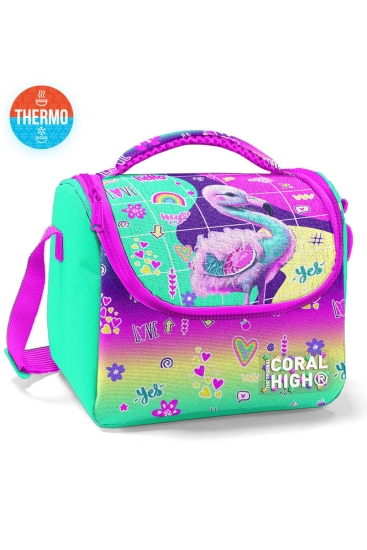 Coral High Kids Pembe Su Yeşili Flamingo Desenli Thermo Beslenme Çantası 11880 