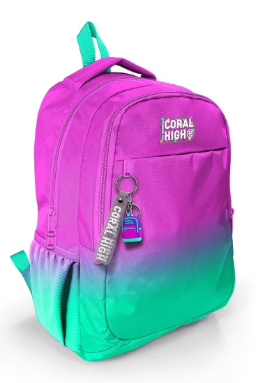 Coral High Kids Pembe Su Yeşili Renk Geçişli Üç Bölmeli Okul Sırt Çantası 23664 - Coral High KIDS