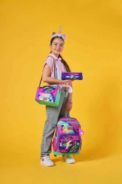 Coral High Kids Pembe Su Yeşili Unicorn Desenli 3’lü Okul Çanta Seti SET0123758 - 2