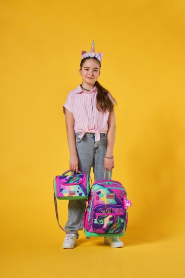 Coral High Kids Pembe Su Yeşili Unicorn Desenli 3’lü Okul Çanta Seti SET0123758 - 8