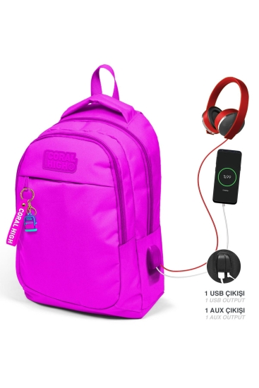 Coral High Kids Pembe Üç Bölmeli USB'li Okul Sırt Çantası 24310 