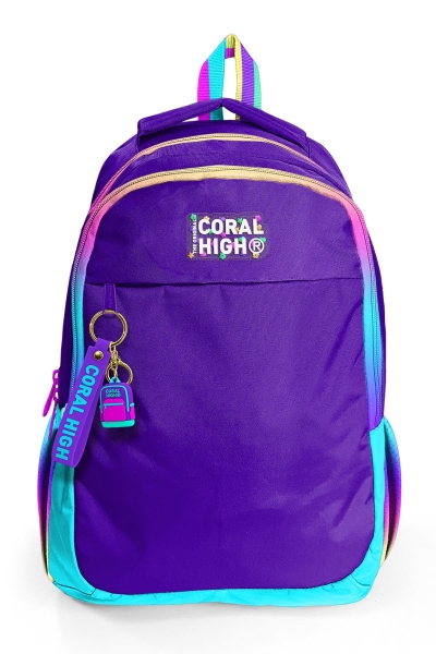 Coral High Kids Rainbow Fermuarlı Mor Üç Bölmeli Okul Sırt Çantası 23662 - 8