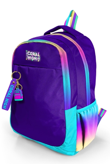 Coral High Kids Rainbow Fermuarlı Mor Üç Bölmeli Okul Sırt Çantası 23662 - 9