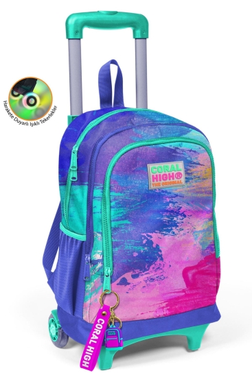 Coral High Kids Renkli Airbrush Desenli Üç Bölmeli Çekçekli Okul Sırt Çantası 23938 - Coral High KIDS