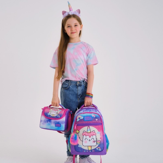 Coral High Kids Renkli Batik Unicorn Dondurma Desenli 3’lü Okul Çanta Seti SET0123480 - 2