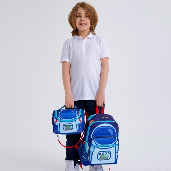 Coral High Kids Saks Mavi Astronot Desenli 3’lü Okul Çanta Seti SET0123724 - 2