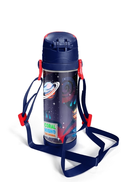 Coral High Kids Saks Mavi Astronot Desenli Pipetli Çelik Termos 500 ml 11925 - 3