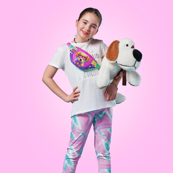 Coral High Kids Sarı Pembe Sevimli Köpek Desenli Bel Çantası 11504 - 4