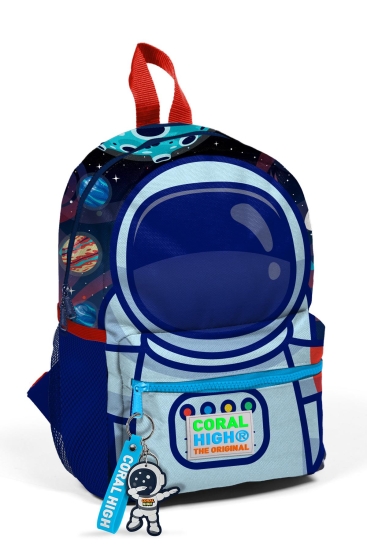 Minik Yuva Sırt Çantası Saks Mavi Astronot Desenli İki Bölmeli 23524 - CORAL HIGH KIDS