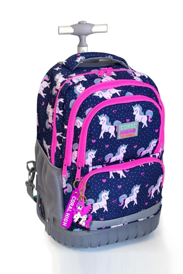 Coral High Kids Unicorn Desenli, Lacivert Renkli, İki Kademeli Çekçekli, Sırt Ve Okul Çantası 24023 