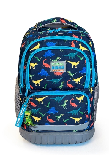Coral High Kids Dinozor Desenli, Lacivert Renkli, İki Kademeli Çekçekli, Sırt Ve Okul Çantası 24024 - 3