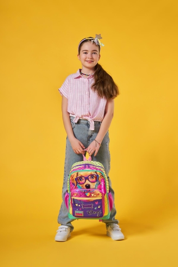 Coral High Kids Sarı Pembe Sevimli Köpek Desenli Okul Sırt Çantası 23752 - 10