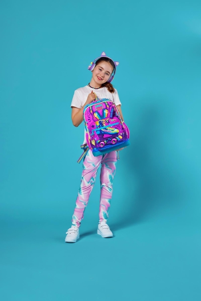 Coral High Kids Pembe Turkuaz Kulaklık Paten Desenli Okul Sırt Çantası 23754 - 7