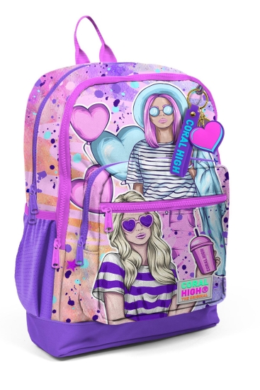 Coral High Kids Pembe Mor Fashion Girl Desenli Okul Sırt Çantası 23755 