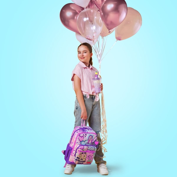 Coral High Kids Pembe Mor Fashion Girl Desenli Okul Sırt Çantası 23755 - 4