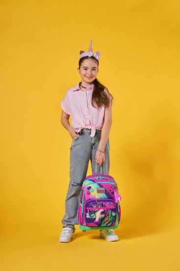 Coral High Kids Pembe Su Yeşili Unicorn Desenli Okul Sırt Çantası 23758 - 7