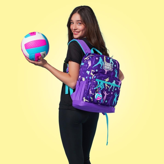 Coral High Mor Voleybol Desenli Okul Sırt Çantası 23636 - Coral High