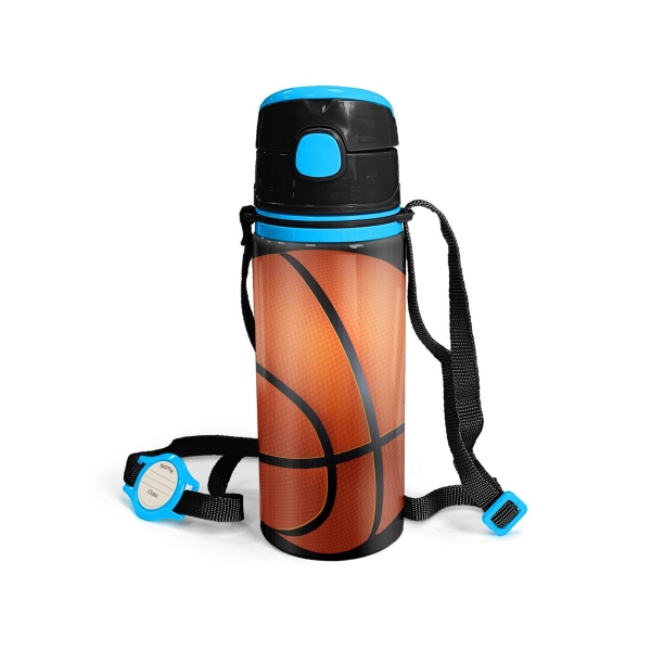 Coral High Kids Siyah Basketbol Desenli Pipetli Alüminyum Matara 600 ml 11940 - 4