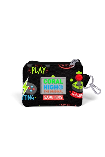 Coral High Kids Siyah Neon Sarı Game Over Desenli Bozuk Para Çantası 21828 - 2