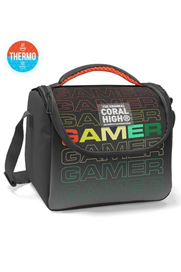 Coral High Kids Siyah Gri Gamer Desenli Thermo Beslenme Çantası 11780 - Coral High KIDS