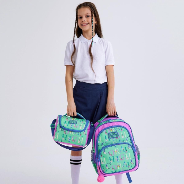 Coral High Kids Su Yeşili Açık Pembe Monogram Desenli 3'lü Okul Çanta Seti SET0114410 - 2