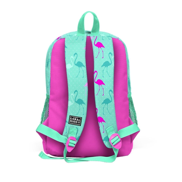 Coral High Kids Su Yeşili Neon Pembe Flamingo Desenli 3’lü Okul Çanta Seti SET0123111 - 5