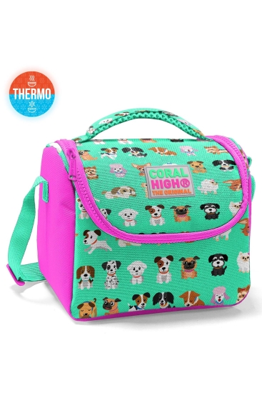 Coral High Kids Su Yeşili Pembe Köpek Desenli Thermo Beslenme Çantası 11715 