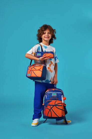 Coral High Kids Turuncu Lacivert Basketbol Desenli 3’lü Okul Çanta Seti SET0123766 - 2