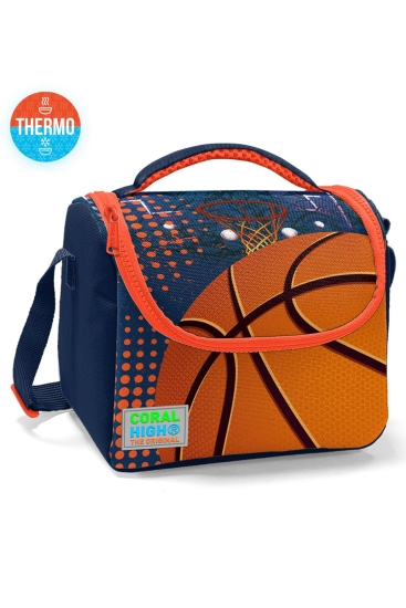 Coral High Kids Turuncu Lacivert Basketbol Desenli Thermo Beslenme Çantası 11766 