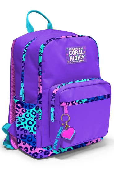 Coral High Mor Leopar Desenli Okul Sırt Çantası 23632 - Coral High KIDS