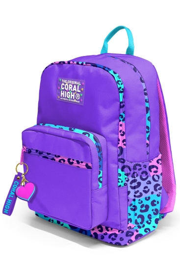 Coral High Mor Leopar Desenli Okul Sırt Çantası 23632 - 9