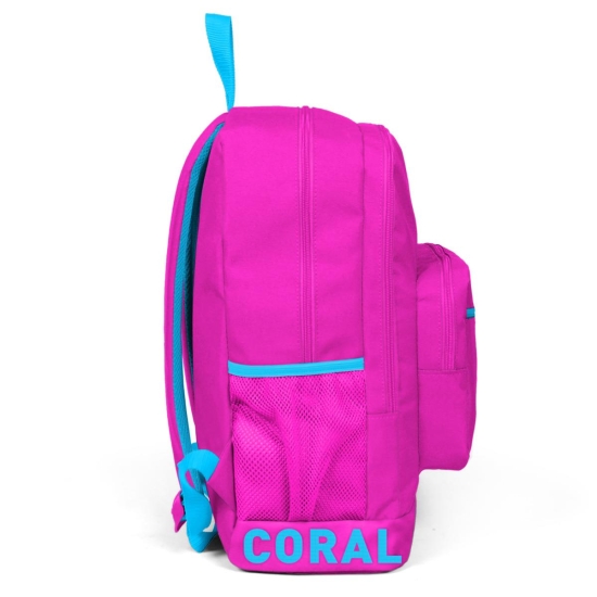 Coral High Neon Pembe Nakış Logolu Dört Bölmeli USB Şarjlı Kulaklık Çıkışlı Sırt Çantası 24108 - 7