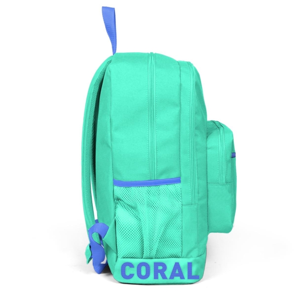 Coral High Su Yeşili Nakış Logolu Dört Bölmeli USB Şarjlı Kulaklık Çıkışlı Sırt Çantası 24104 - 12