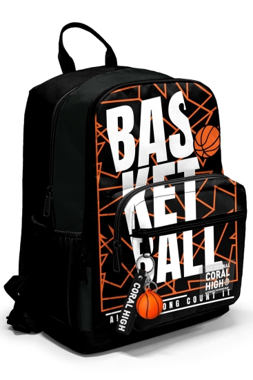 Coral High Siyah Basketbol Desenli Okul Sırt Çantası 23639 - Coral High