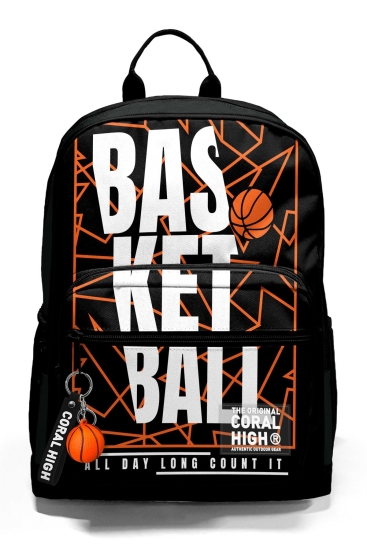 Coral High Siyah Basketbol Desenli Okul Sırt Çantası 23639 - 8